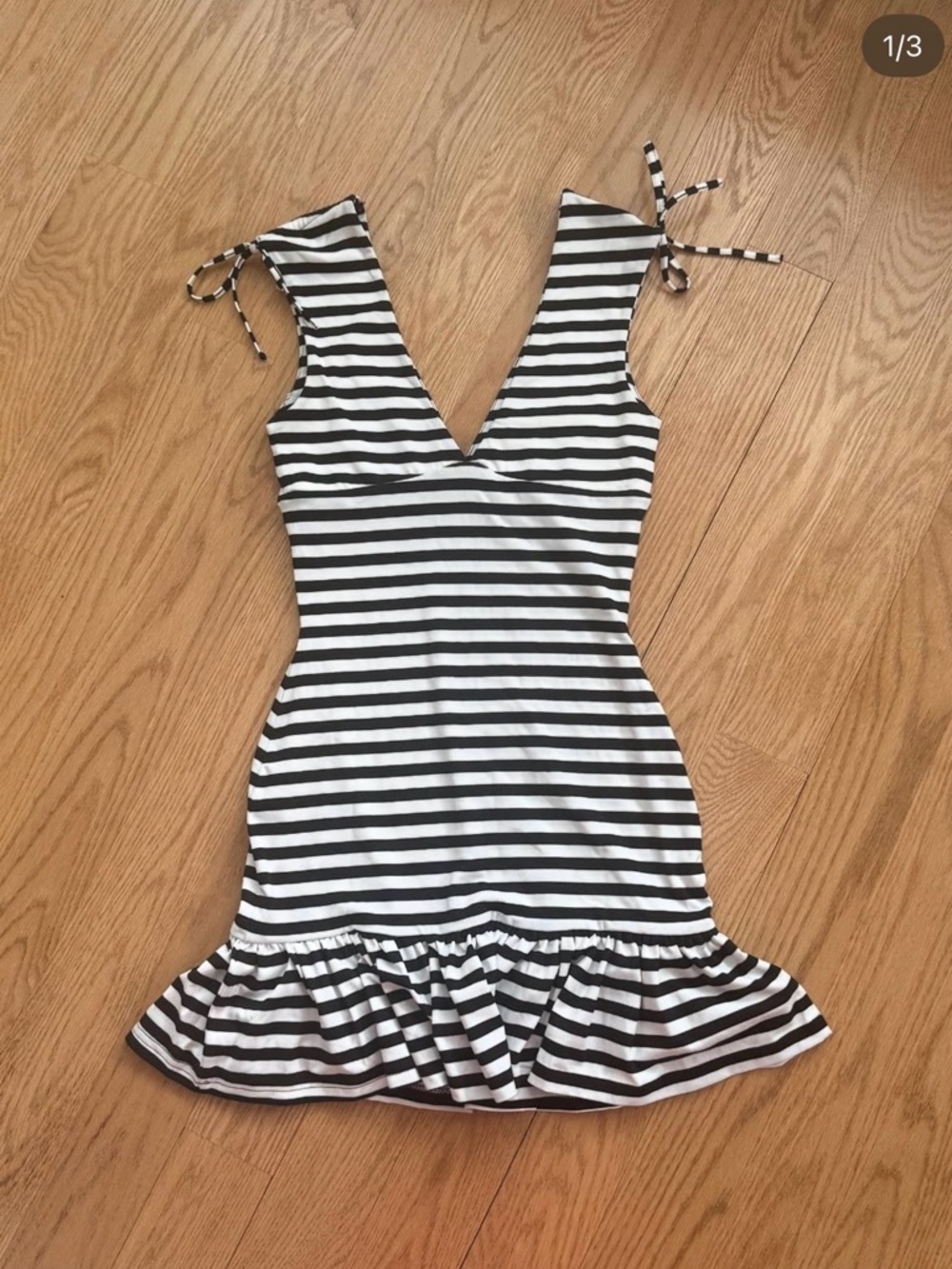 Peppermayo Black and White Striped Mini Dress